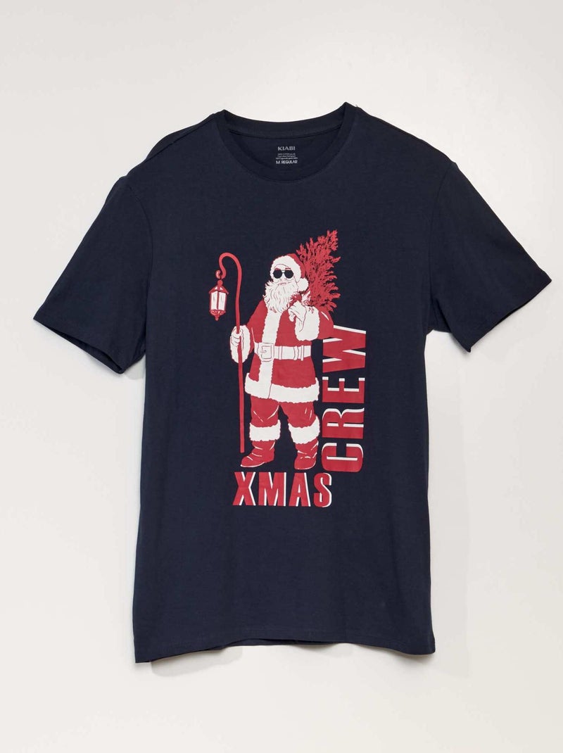 Camiseta de manga corta estampado 'Navidad' AZUL - Kiabi