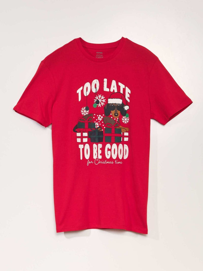 Camiseta de manga corta estampado 'Navidad' ROJO - Kiabi