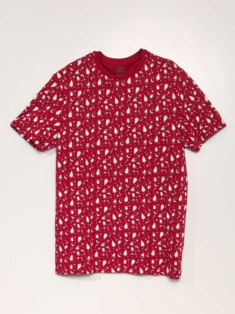 Camiseta de manga corta estampado 'Navidad' ROJO - Kiabi