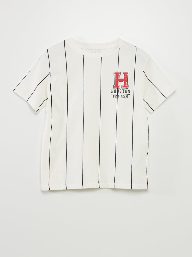 Camiseta de manga corta estilo béisbol BEIGE - Kiabi