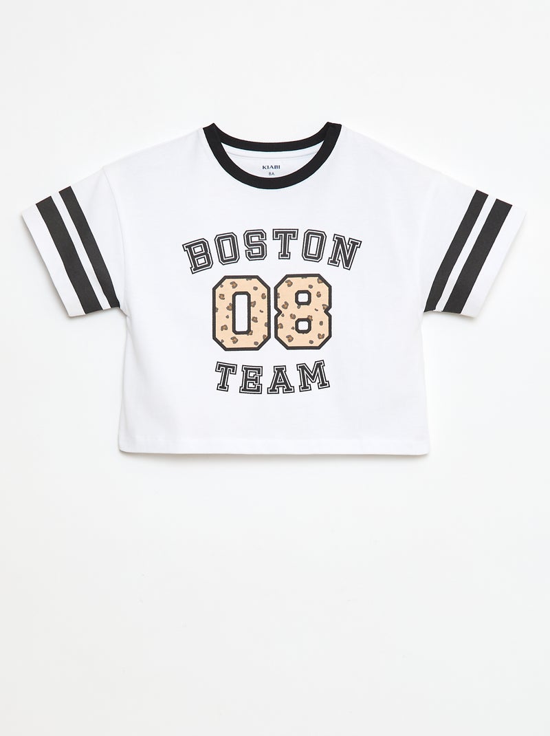 Camiseta de manga corta estilo deportivo americano Blanco - Kiabi