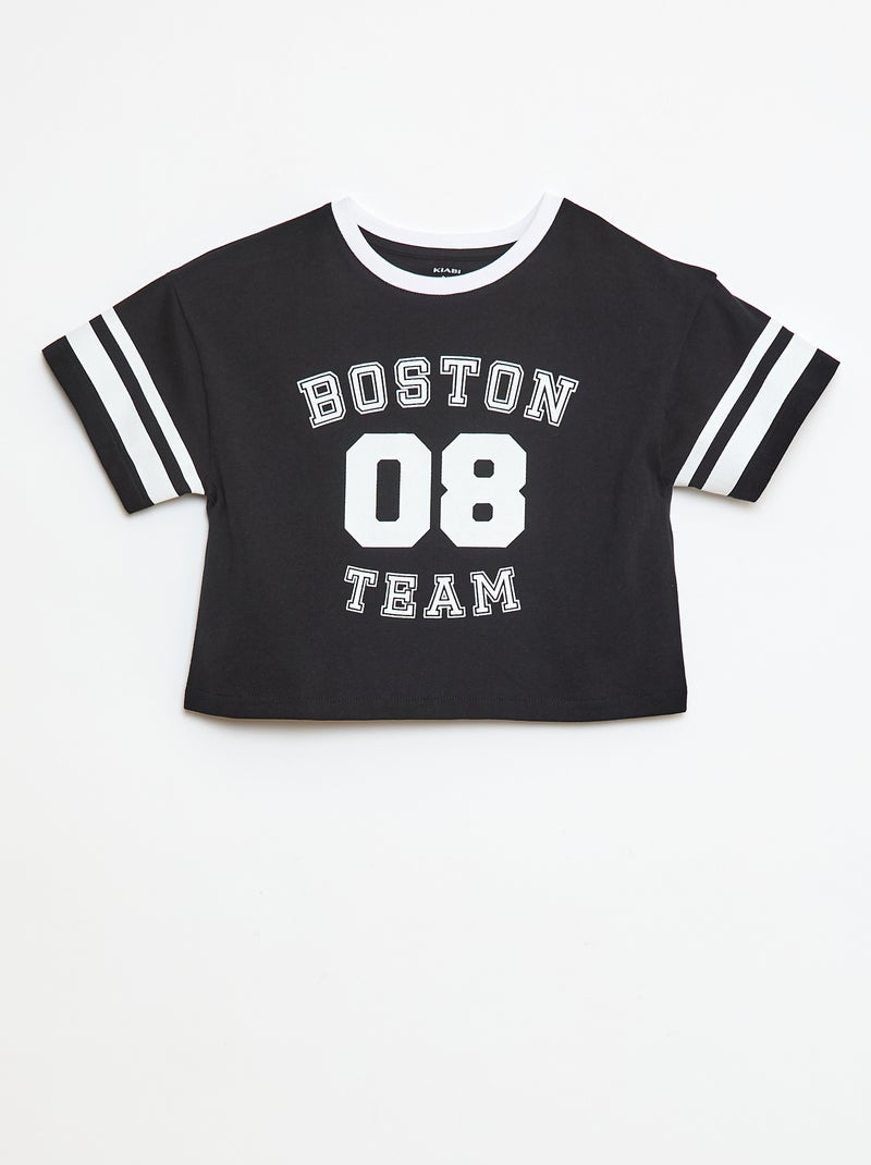 Camiseta de manga corta estilo deportivo americano Negro - Kiabi