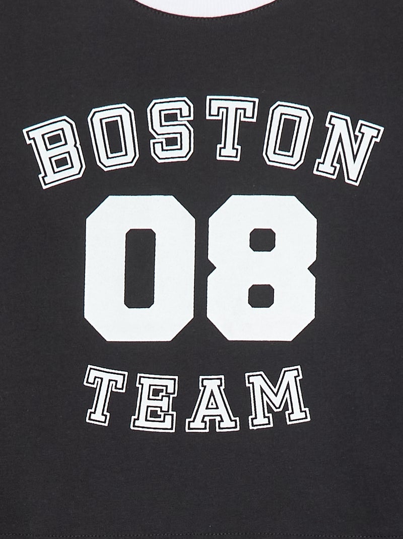 Camiseta de manga corta estilo deportivo americano Negro - Kiabi