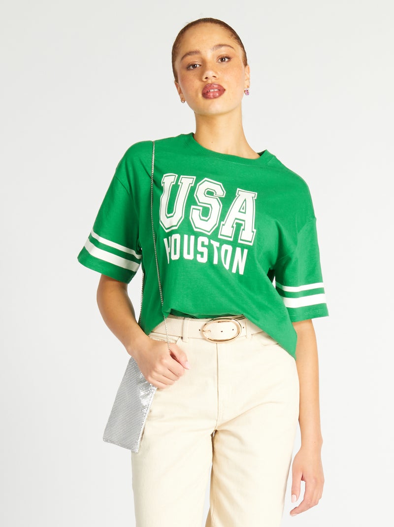 Camiseta de manga corta 'Houston' VERDE - Kiabi
