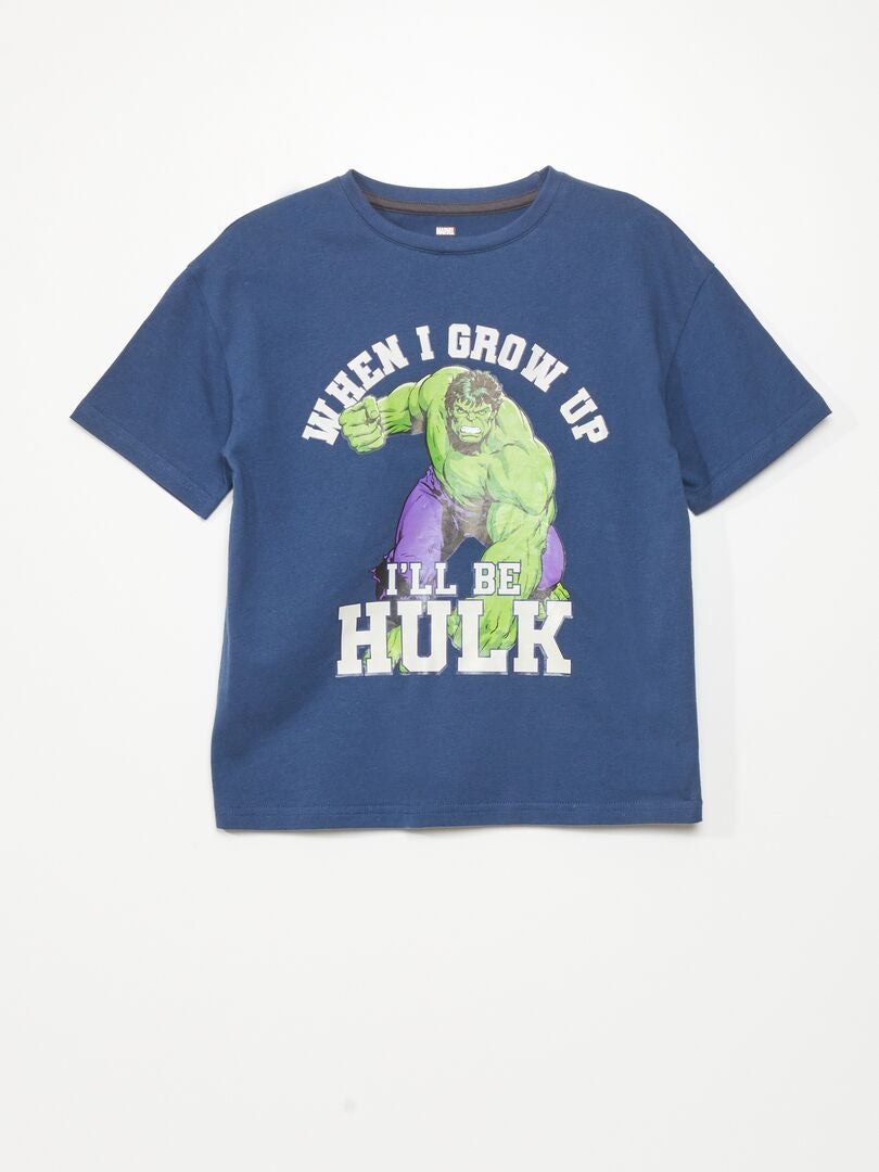 Camiseta de manga corta 'Hulk' Azul - Kiabi