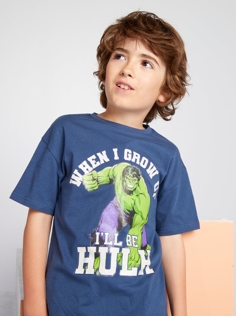 Camiseta de manga corta 'Hulk' Azul - Kiabi