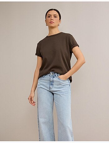 Camiseta de manga corta interlock, mo fashion