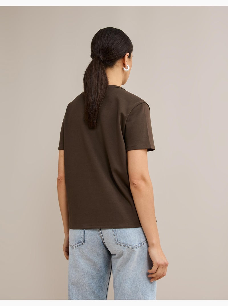 Camiseta de manga corta interlock, mo fashion Marrón - Kiabi