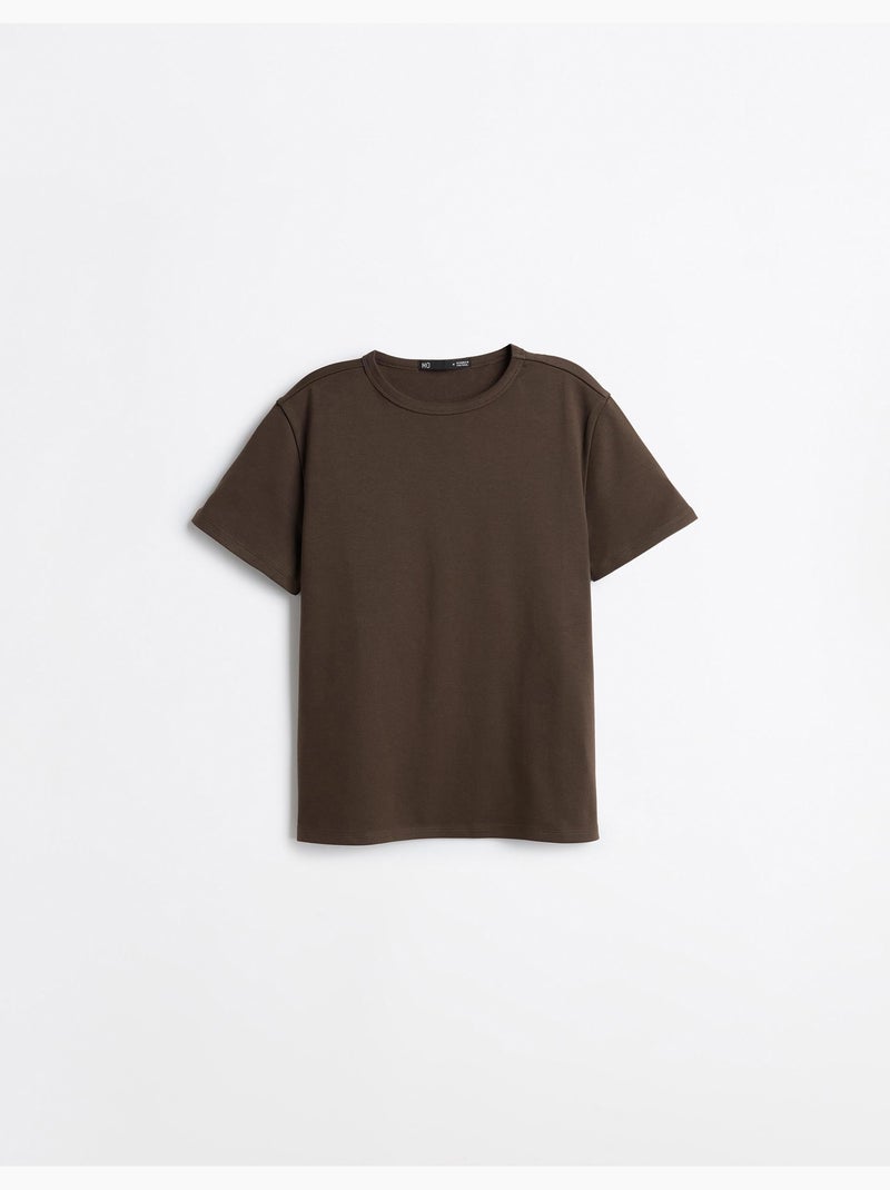 Camiseta de manga corta interlock, mo fashion Marrón - Kiabi
