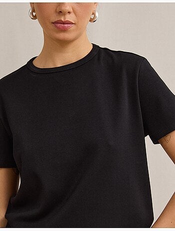 Camiseta de manga corta interlock, mo fashion