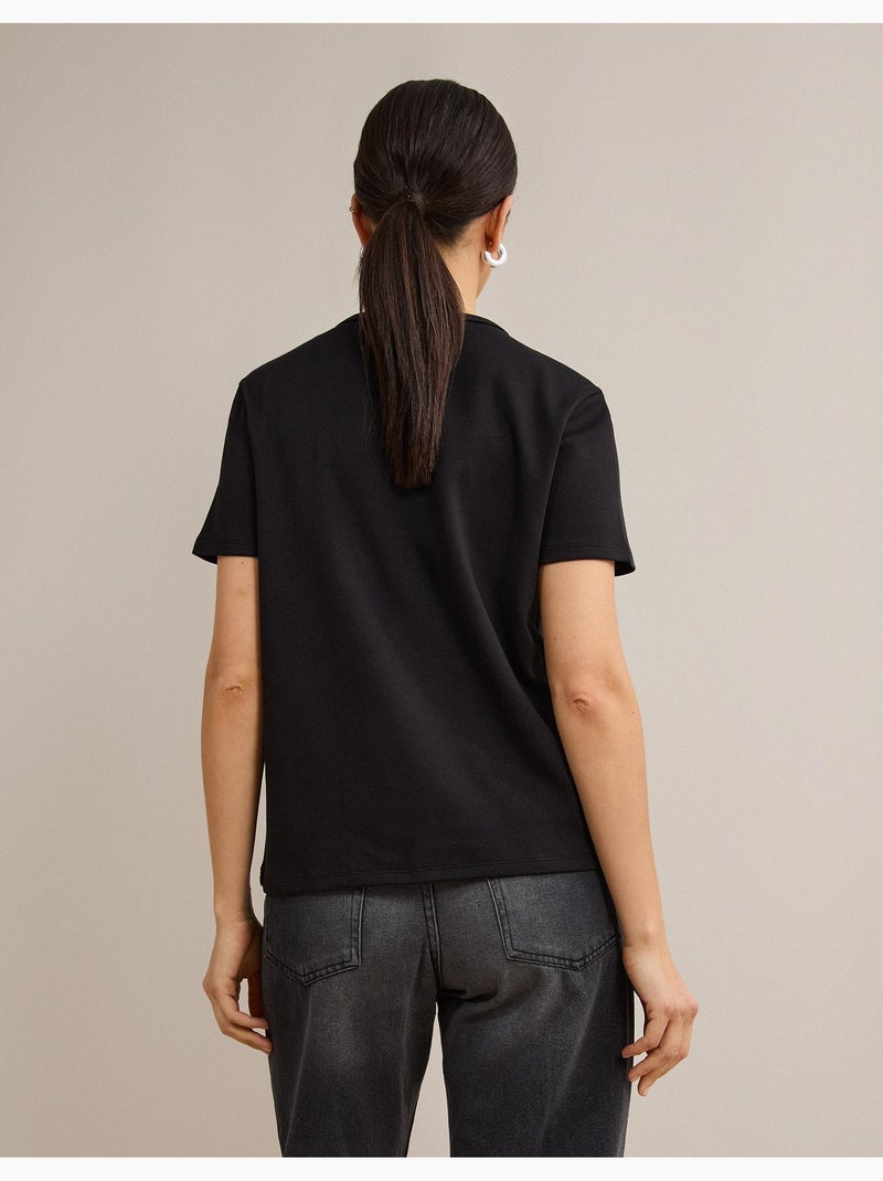 Camiseta de manga corta interlock, mo fashion Negro - Kiabi