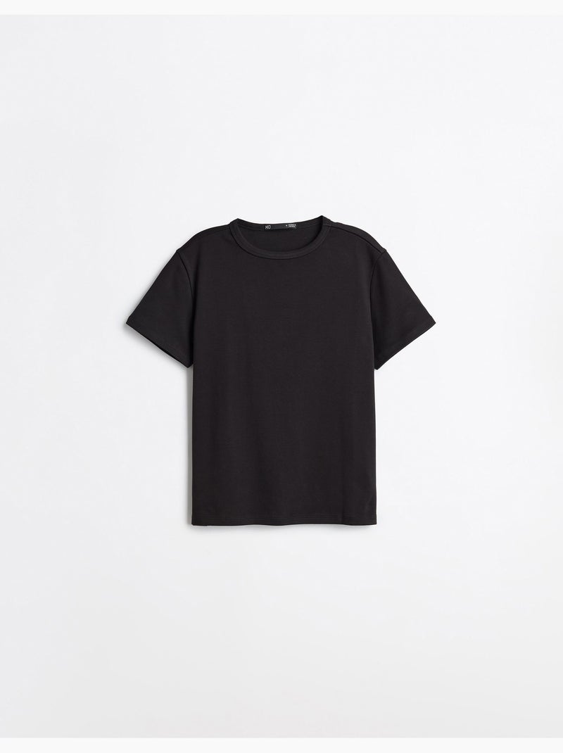 Camiseta de manga corta interlock, mo fashion Negro - Kiabi