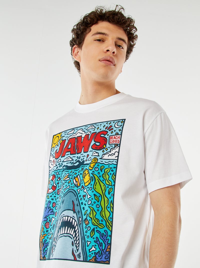 Camiseta de manga corta 'Jaws' 'Tiburón' BLANCO - Kiabi