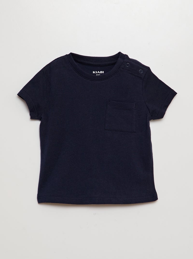 Camiseta de manga corta lisa azul - Kiabi