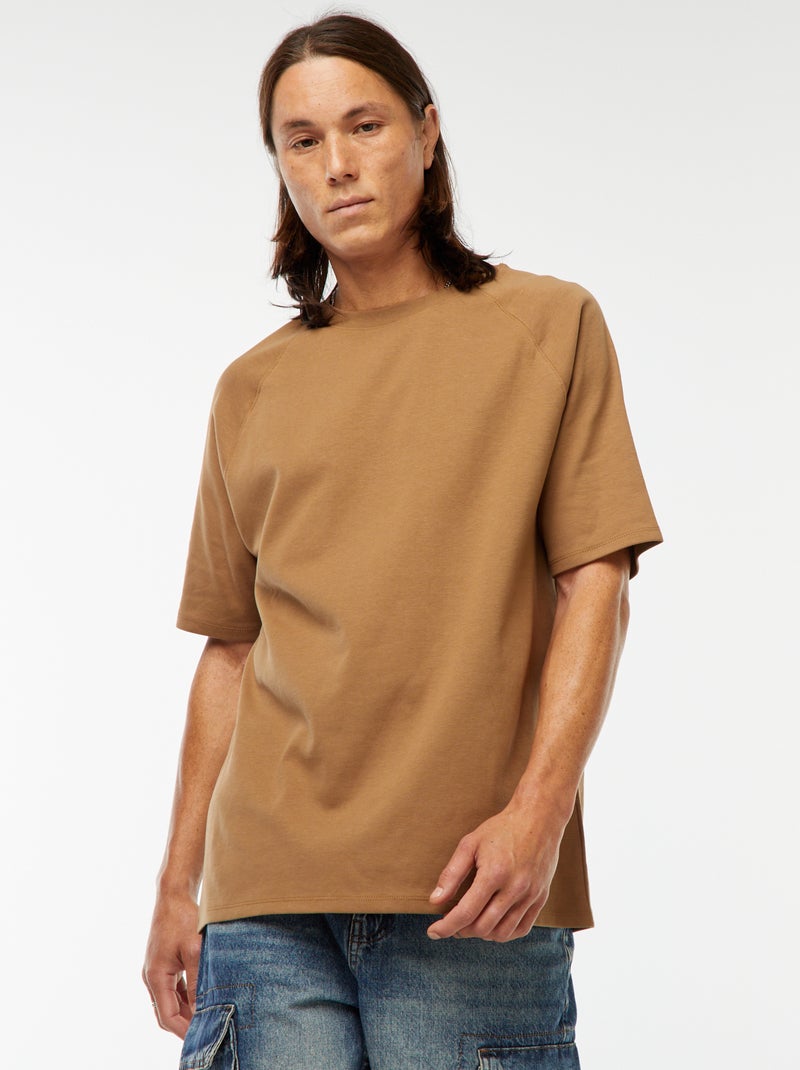 Camiseta de manga corta lisa comfort fit Marron - Kiabi