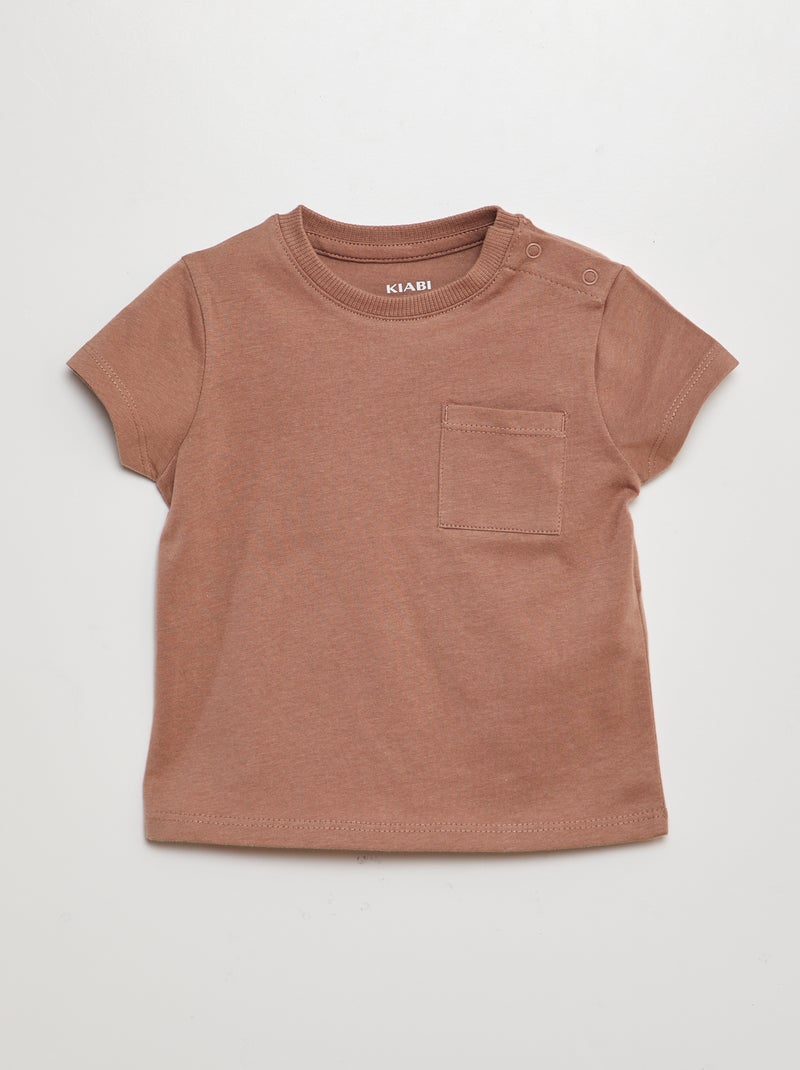 Camiseta de manga corta lisa MARRON - Kiabi