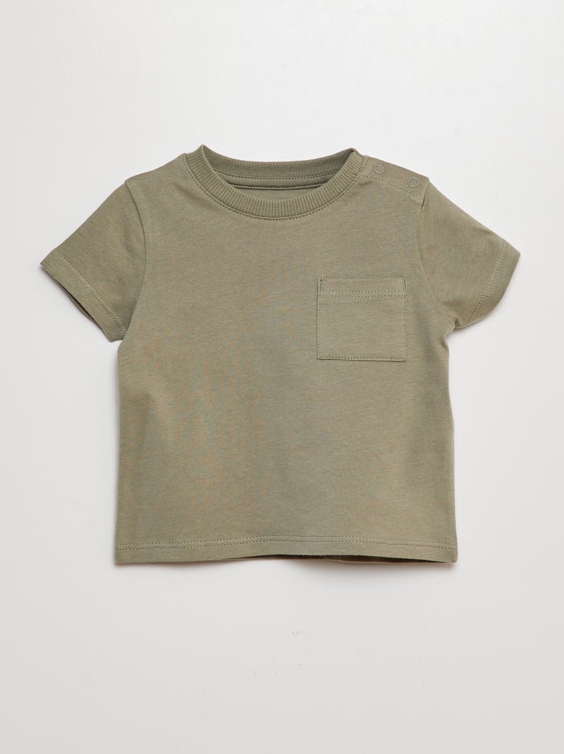 Camiseta de manga corta lisa VERDE - Kiabi