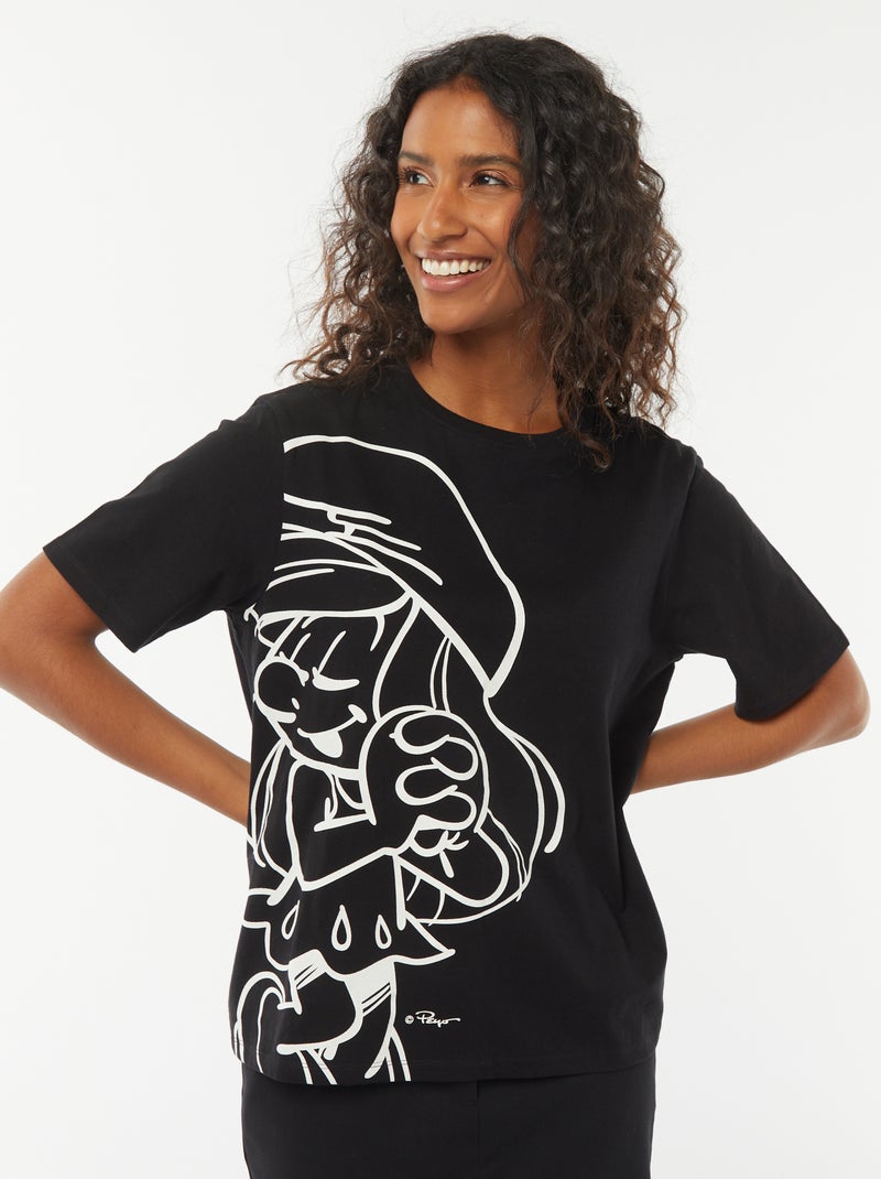 Camiseta de manga corta 'Los Pitufos' negro - Kiabi