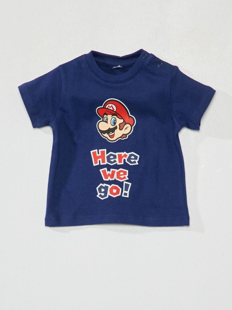 Camiseta de manga corta 'Mario' azul marino - Kiabi
