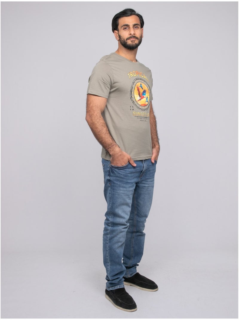 Camiseta de manga corta NALAGO Caqui - Kiabi