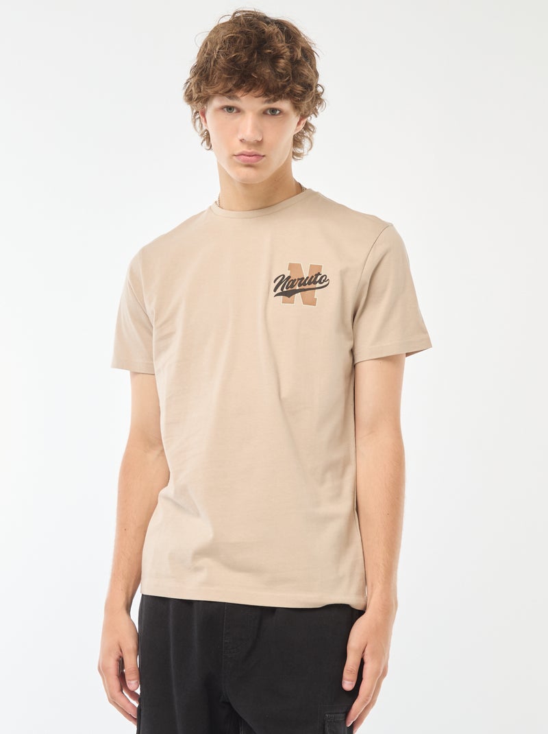 Camiseta de manga corta 'Naruto' con estampado en ambos lados beige - Kiabi