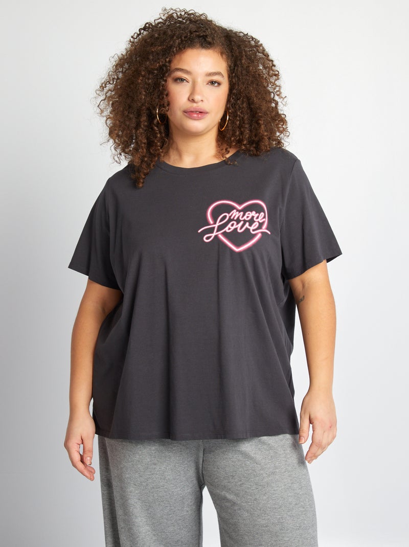 Camiseta de manga corta NEGRO - Kiabi