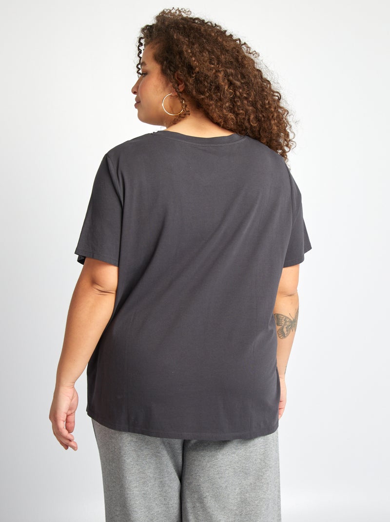 Camiseta de manga corta NEGRO - Kiabi