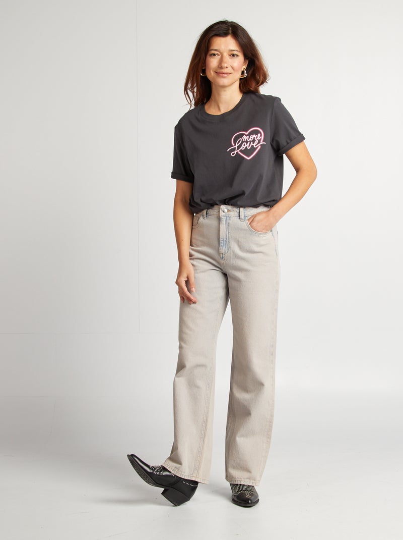 Camiseta de manga corta NEGRO - Kiabi