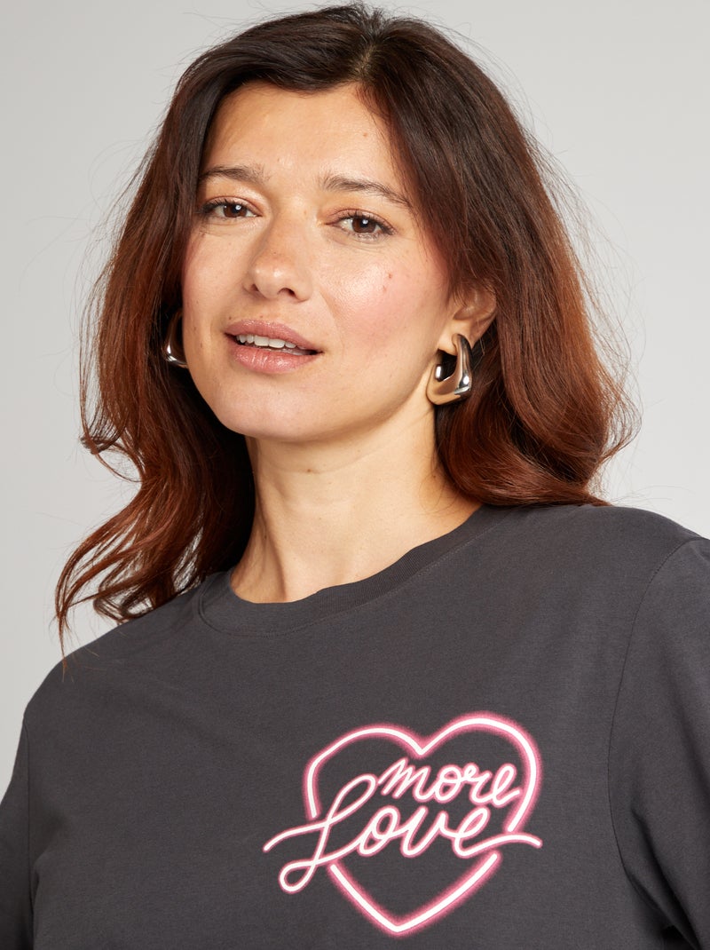 Camiseta de manga corta NEGRO - Kiabi