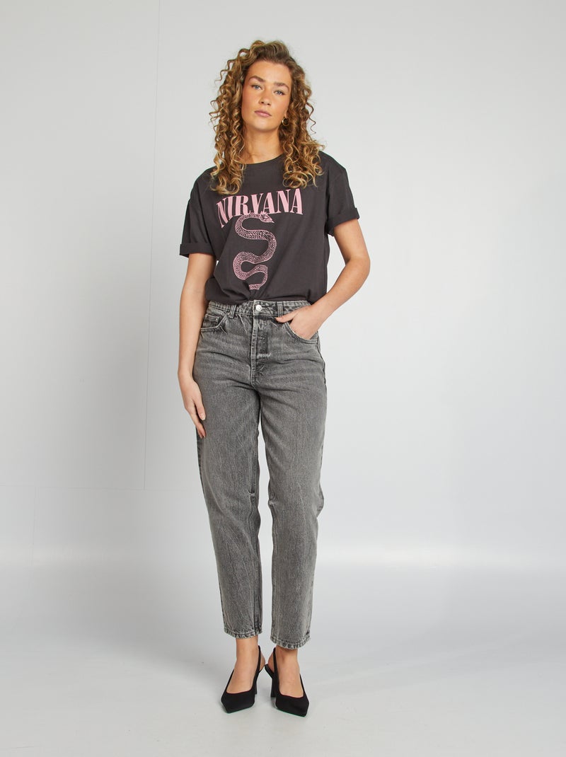 Camiseta de manga corta 'Nirvana' NEGRO - Kiabi