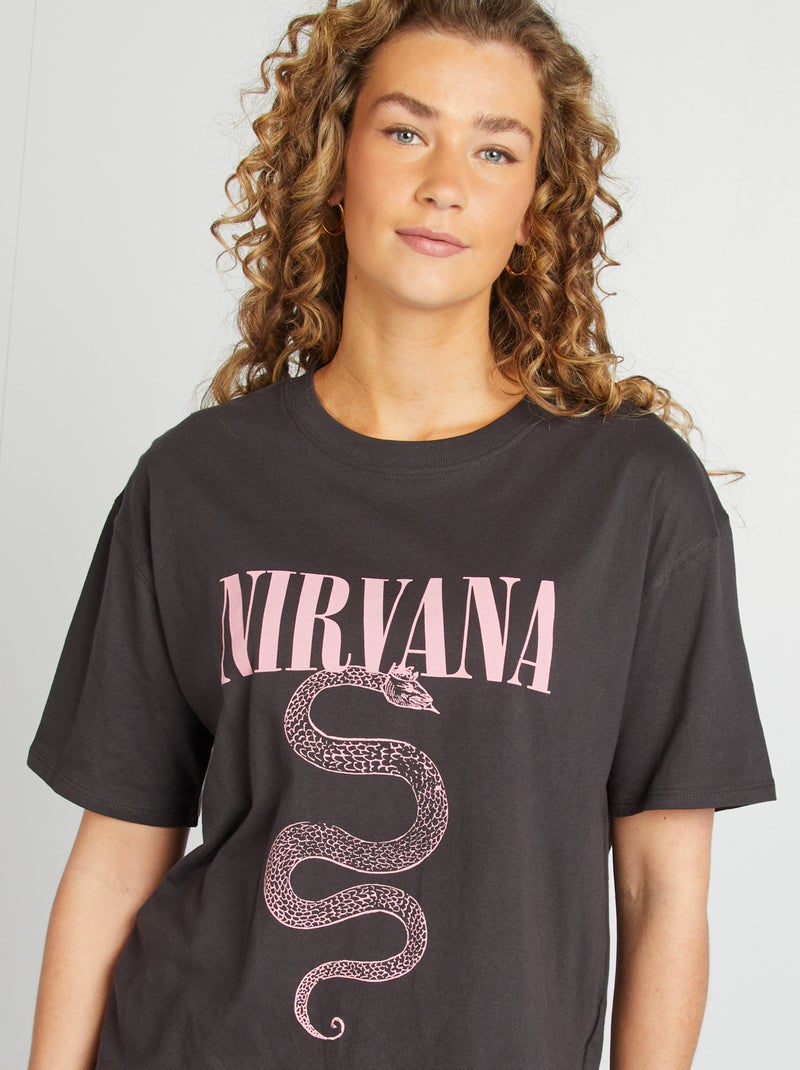 Camiseta de manga corta 'Nirvana' NEGRO - Kiabi