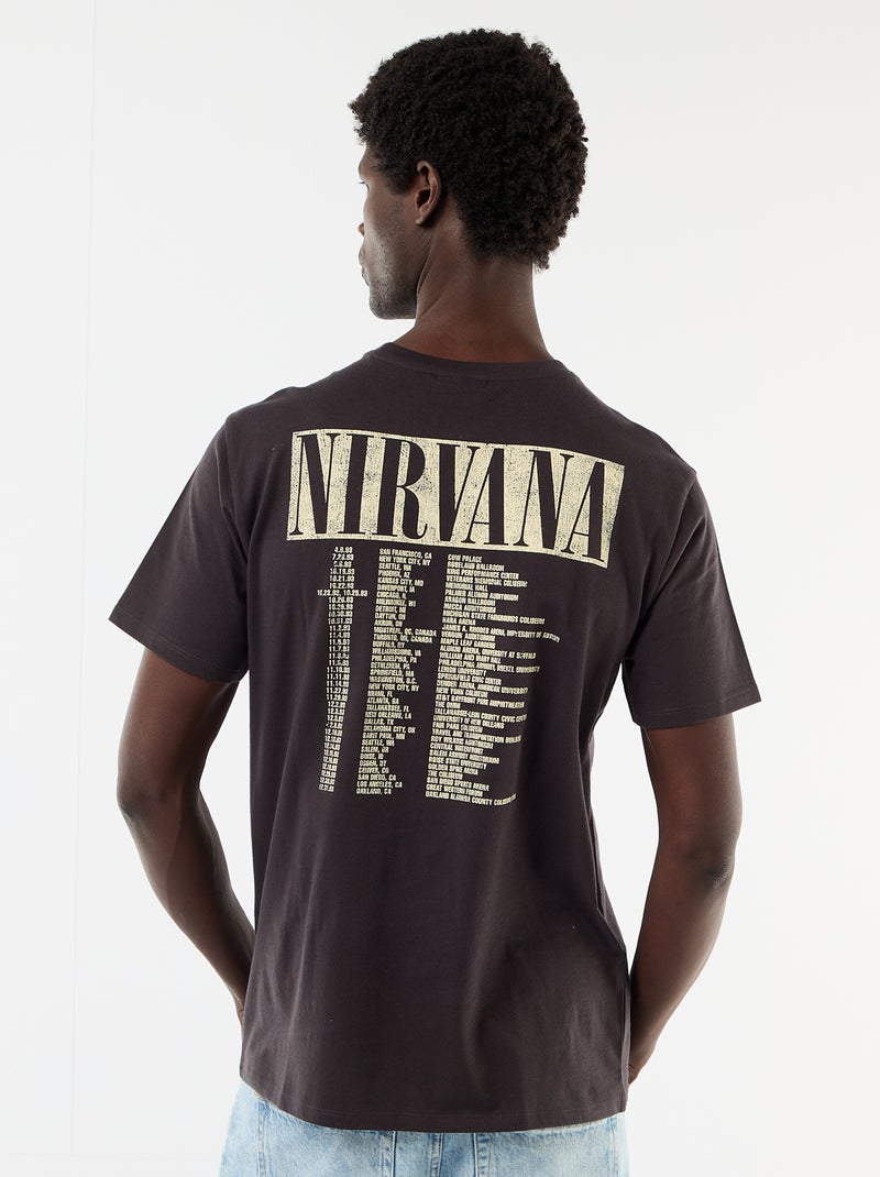 Camiseta de manga corta 'Nirvana' Negro - Kiabi