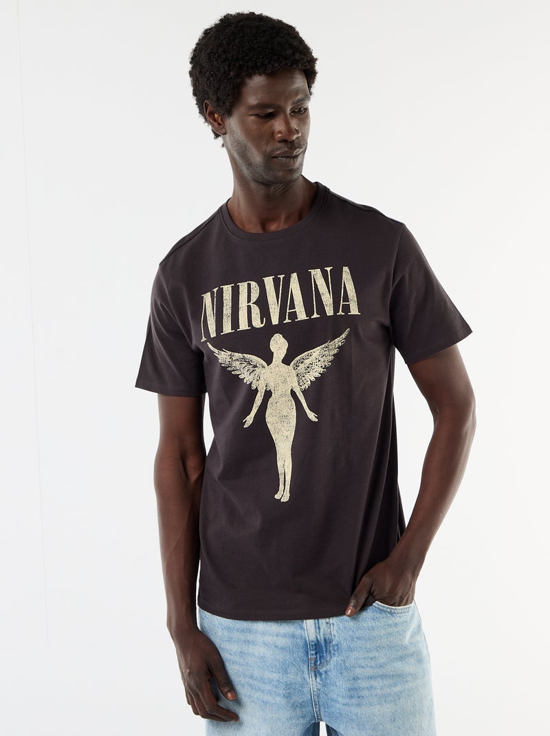 Camiseta de manga corta 'Nirvana' Negro - Kiabi