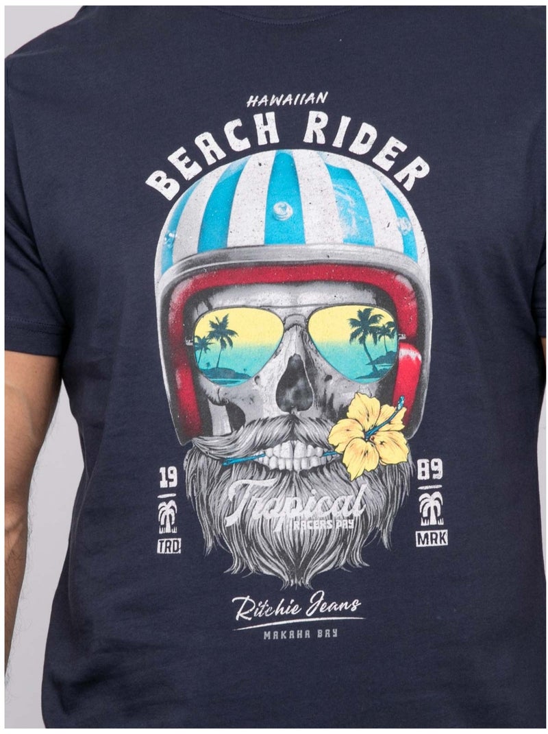 Camiseta de manga corta NOLERIC Azul marino - Kiabi