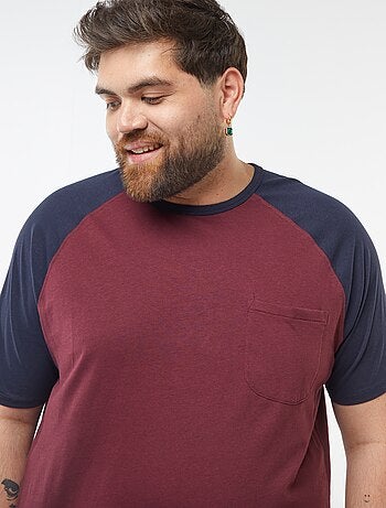 Camiseta de manga corta raglán con bolsillo en el pecho