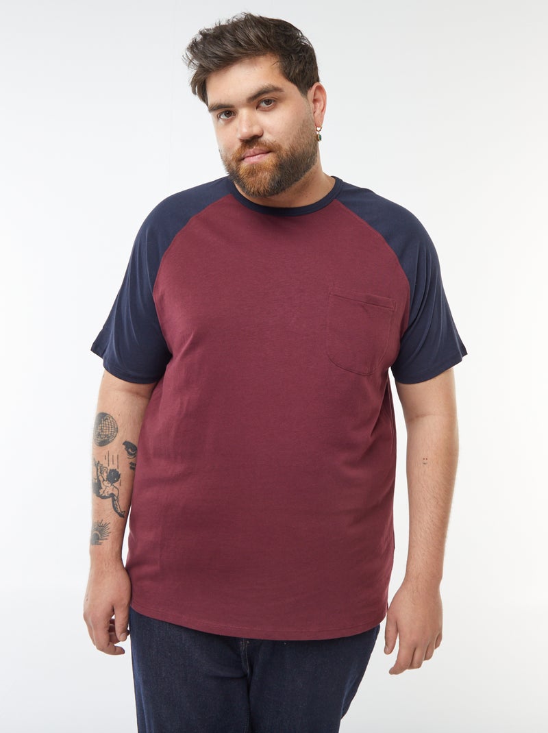 Camiseta de manga corta raglán con bolsillo en el pecho Azul - Kiabi