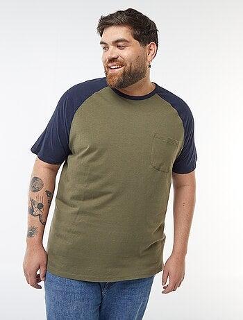 Camiseta de manga corta raglán con bolsillo en el pecho