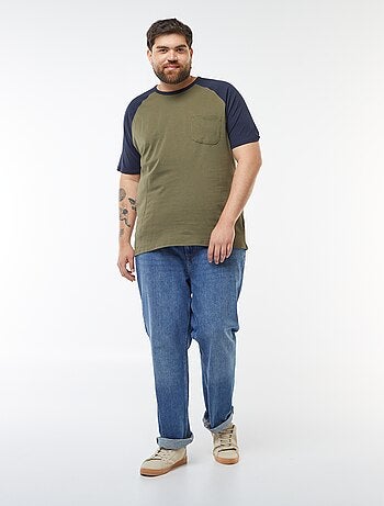 Camiseta de manga corta raglán con bolsillo en el pecho