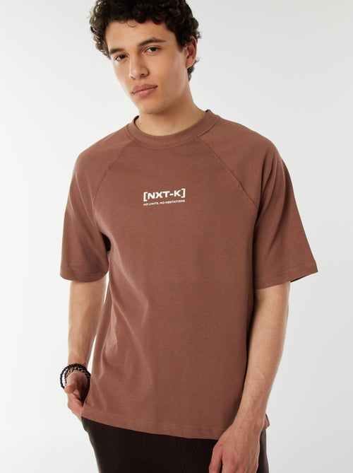 Camiseta de manga corta raglán estampada - Kiabi