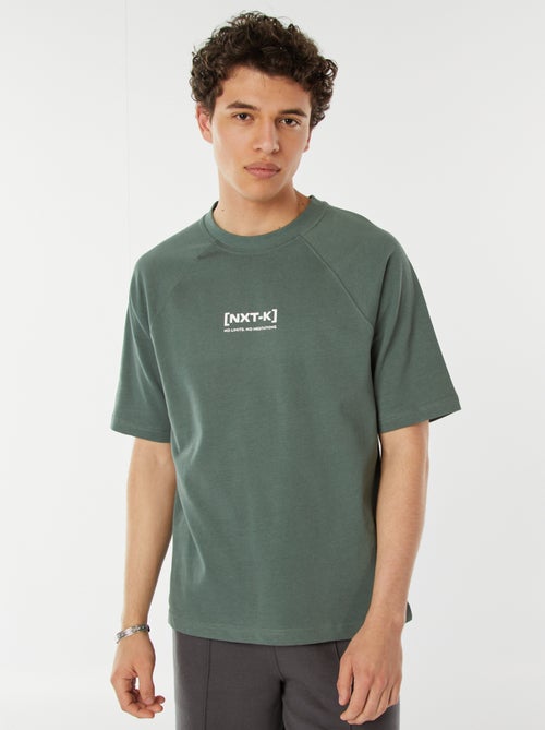 Camiseta de manga corta raglán estampada - Kiabi