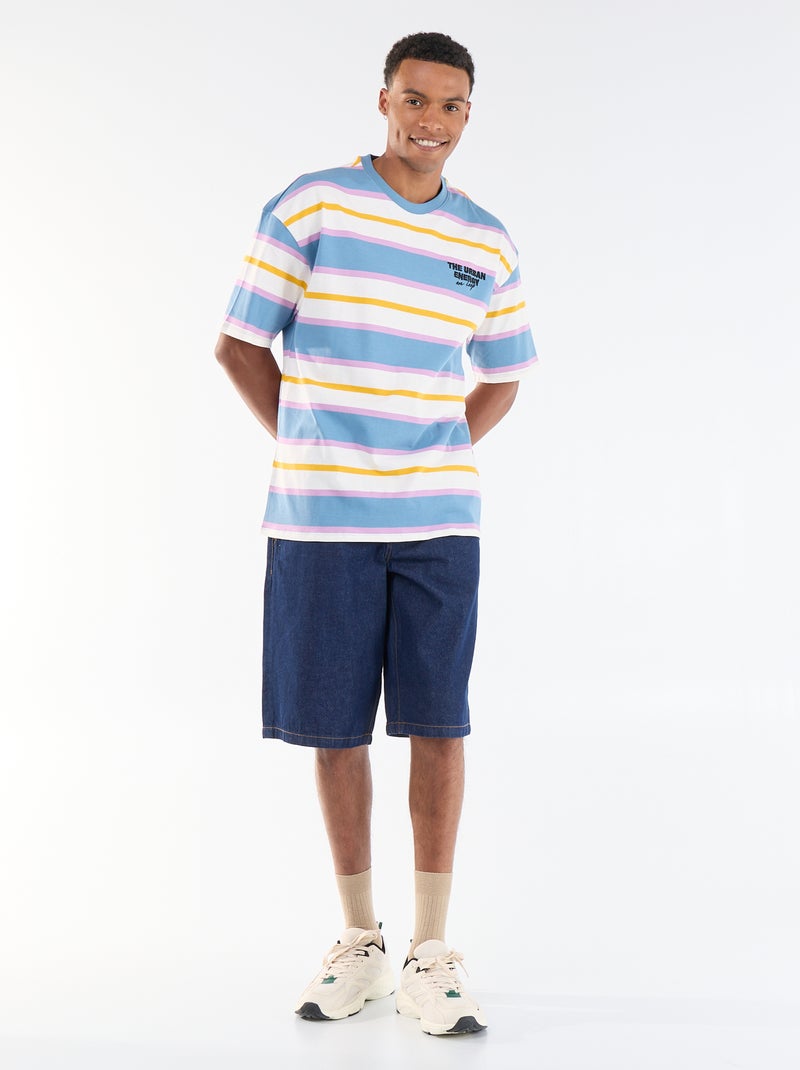 Camiseta de manga corta rayada Azul - Kiabi