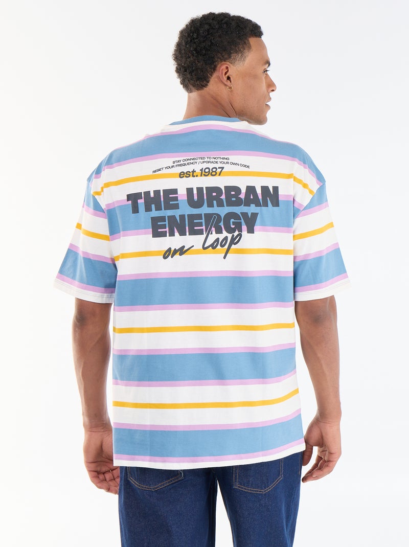 Camiseta de manga corta rayada Azul - Kiabi