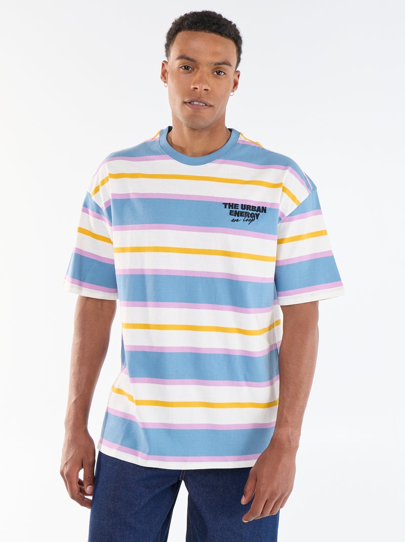 Camiseta de manga corta rayada Azul - Kiabi