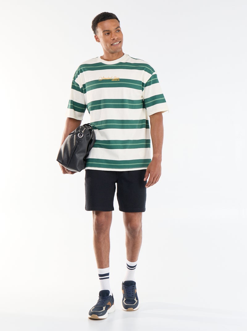 Camiseta de manga corta rayada Verde - Kiabi