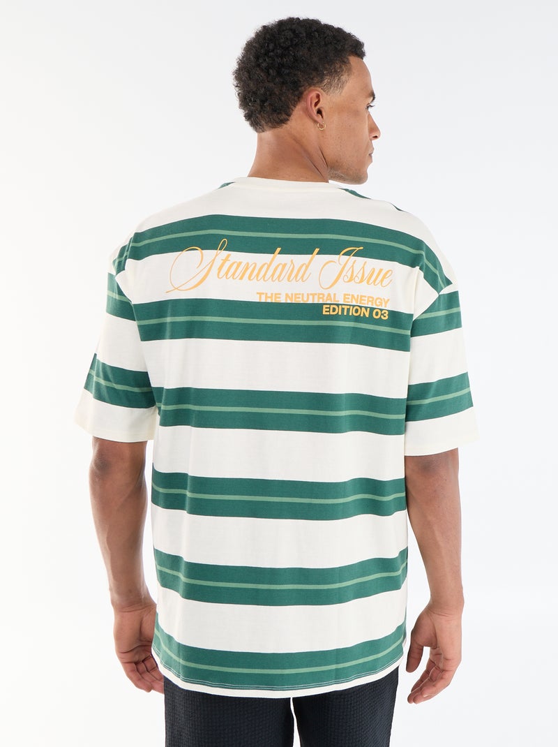 Camiseta de manga corta rayada Verde - Kiabi