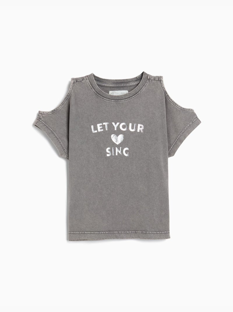 Camiseta de manga corta recortada, MO Fashion Gris - Kiabi