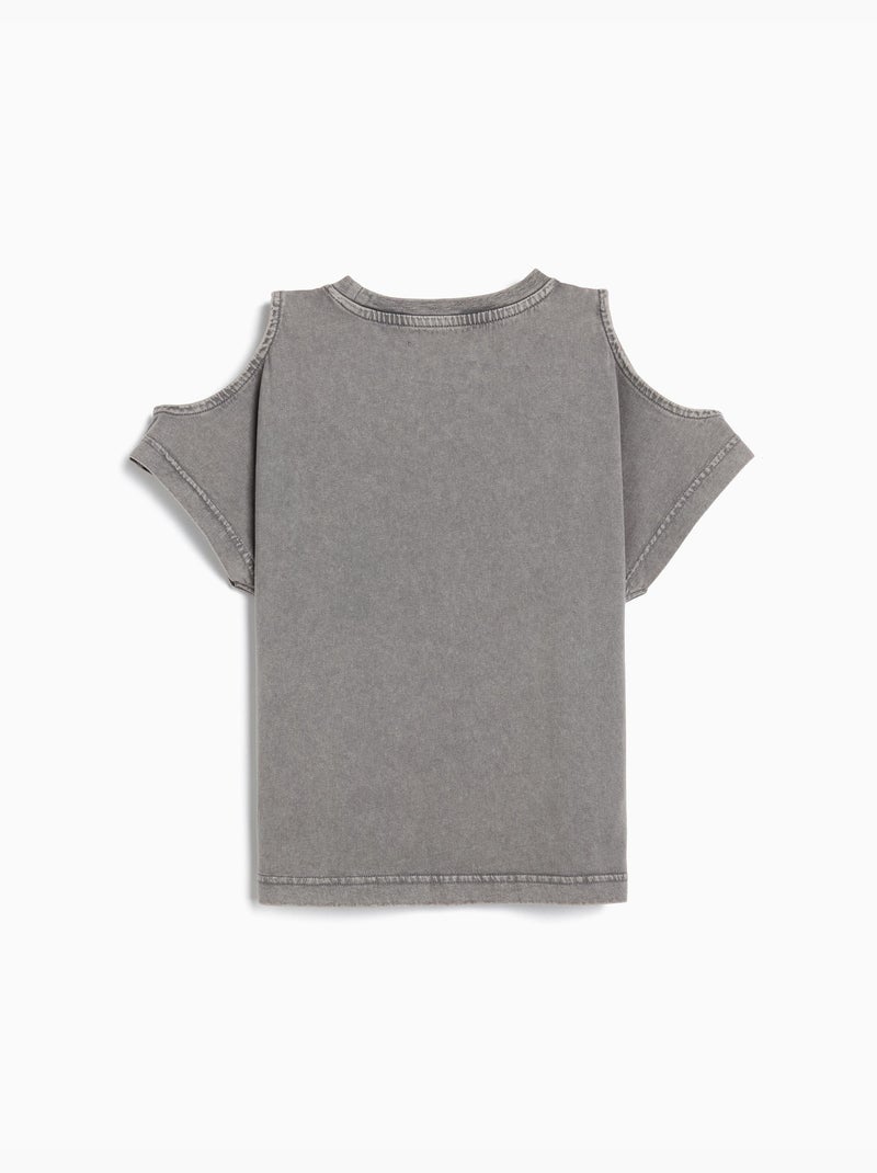 Camiseta de manga corta recortada, MO Fashion Gris - Kiabi