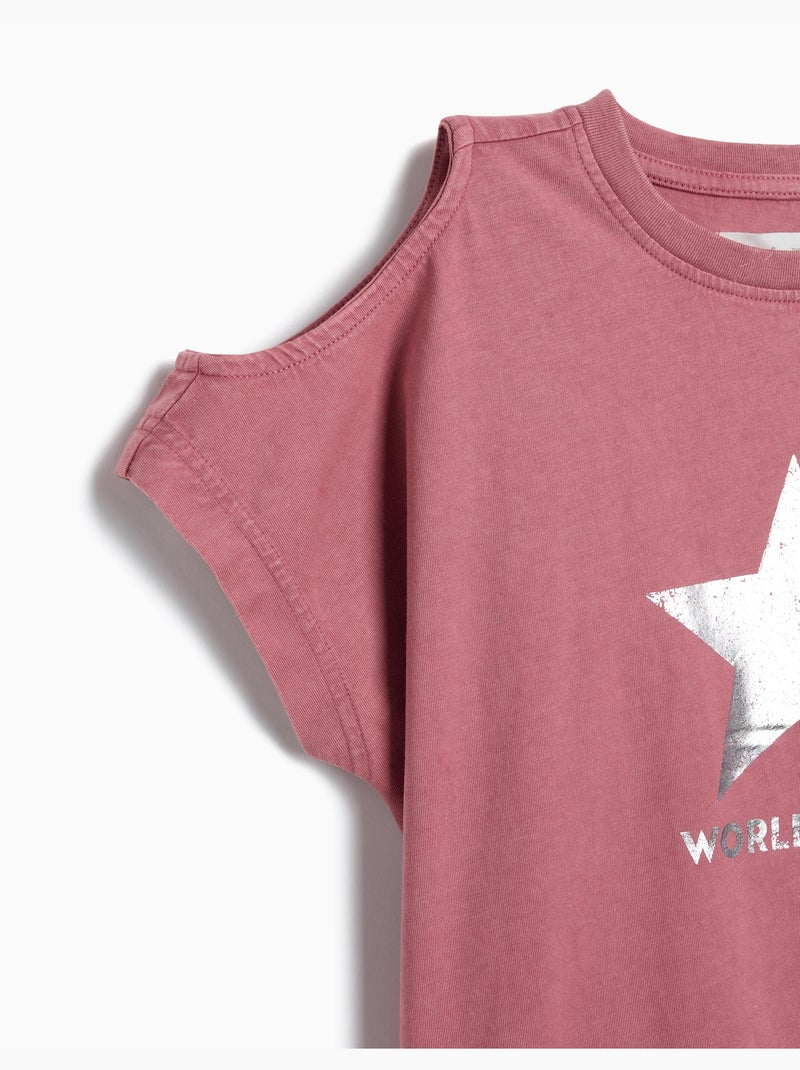 Camiseta de manga corta recortada, MO Fashion Rosa - Kiabi