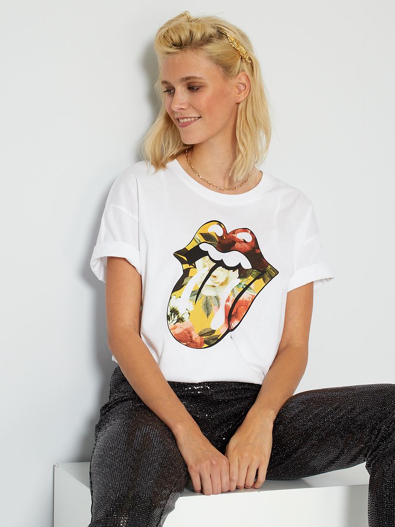 Camiseta de manga corta 'Rolling Stones' Blanco - Kiabi