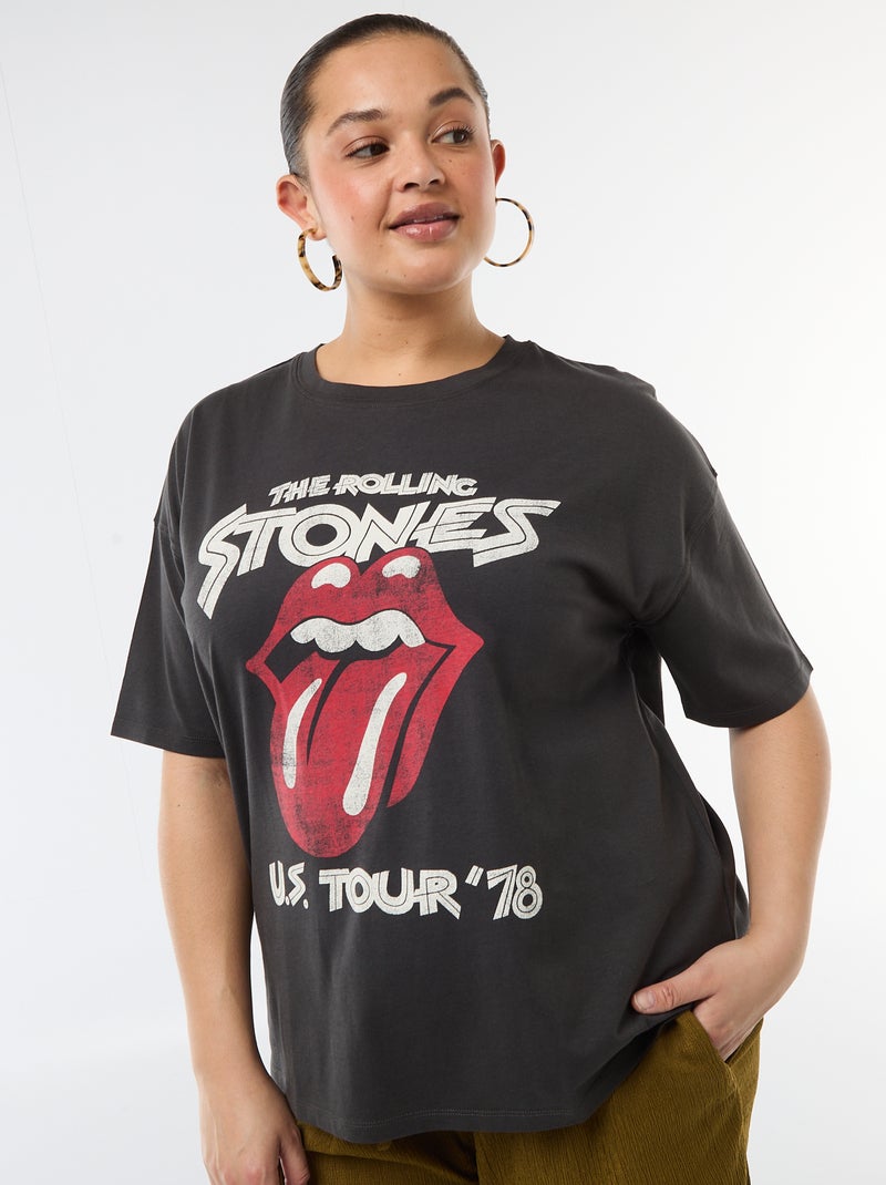 Camiseta de manga corta 'Rolling Stones' Negro - Kiabi